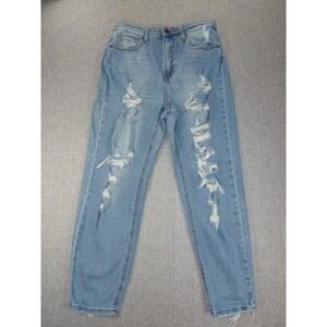 Gogo Jeans Curvy Mom Jeans Women Size 5 Blue HeavyDistressed High Rise New